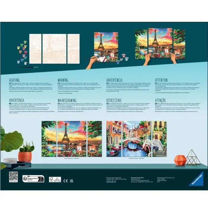CreArt Paris format triptyque 80x50cm - Peinture par numéros – Dès 12 ans – Ravensburger - 20134-5