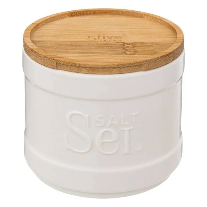 Boîte à sel - FIVE - Natureo - Céramique blanche - 10,7 cm - Compatible lave-vaisselle-0