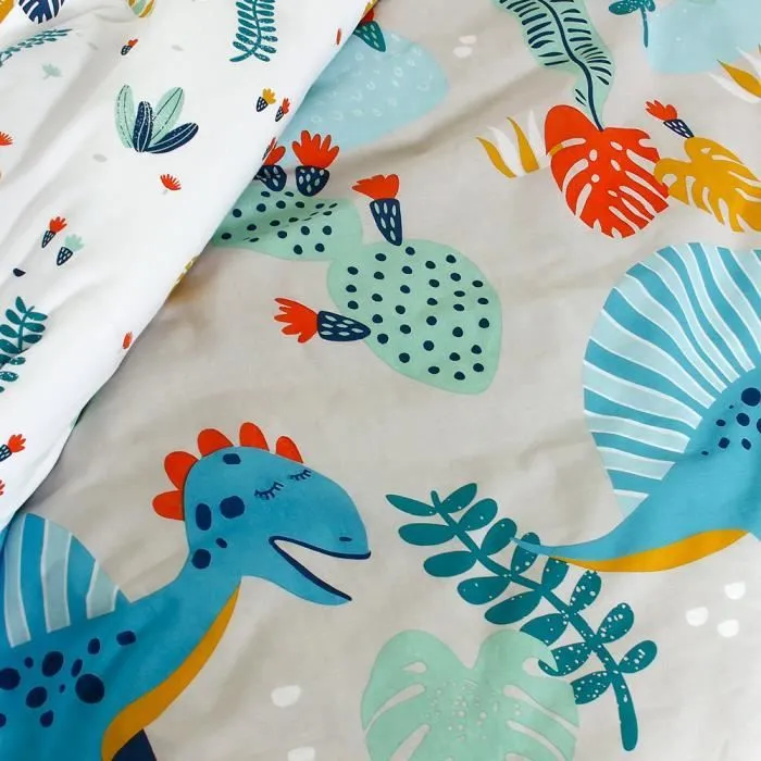 Parure de lit - COTE DECO KIDS - Dinosaure - 100% coton BIO - Housse 140x200 cm - Taie 63x63 cm-3