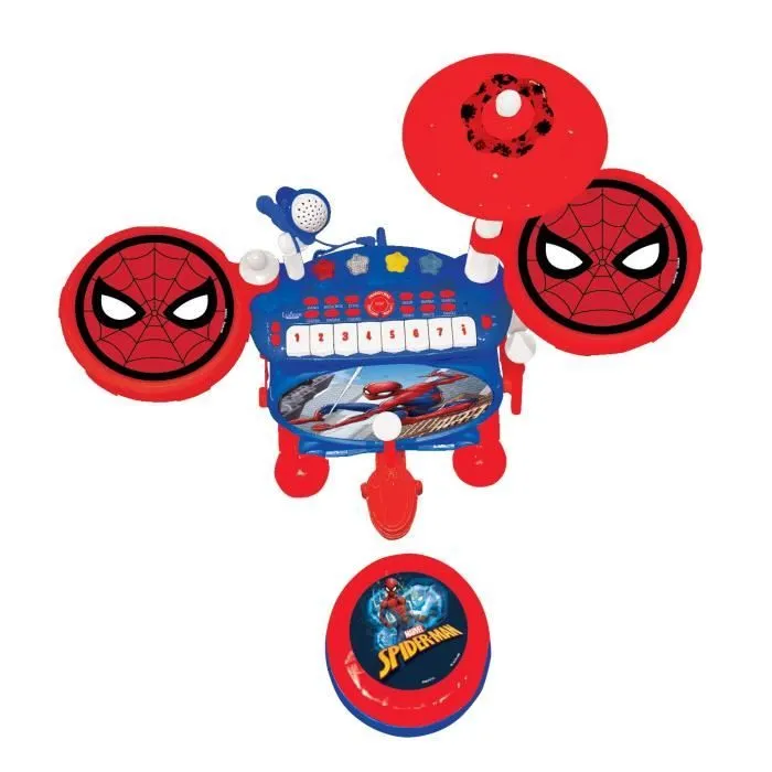 SpiderMan - Batterie électronique pour enfant - Lumineuse - Complète avec clavier, cymbales et tabouret - Lexibook-1