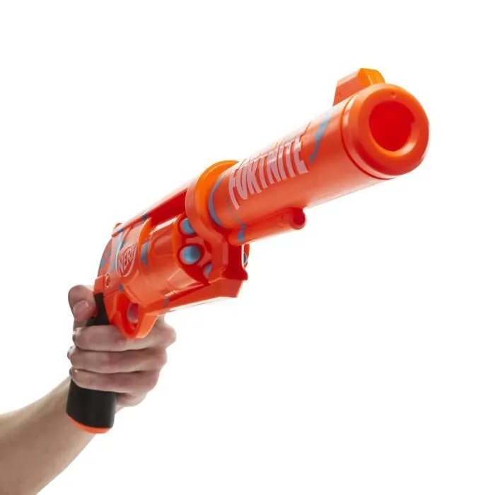 NERF - Fortnite - Blaster 6 -SH avec revêtement Camo Pulse - mécanisme à percuteur - barillet rotatif - 6 fléchettes NERF - Elite-4