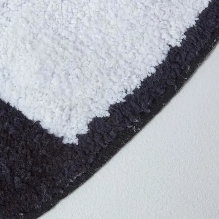 Tapis rond en coton HOMESCAPES Ballon de Foot - Noir et Blanc - Ø 120 cm-1
