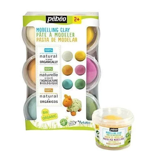 Pâte à modeler - Pébéo - Set découverte - 100% naturelle - 6 pots de 350 g - Multicolore-0