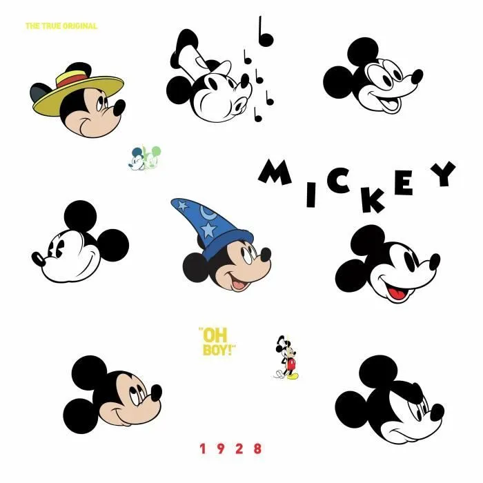 RoomMates fête le 90ème anniversaire de Mickey Mouse avec ces stickers muraux mignons, où vous voyez le souris iconique comme il a-0