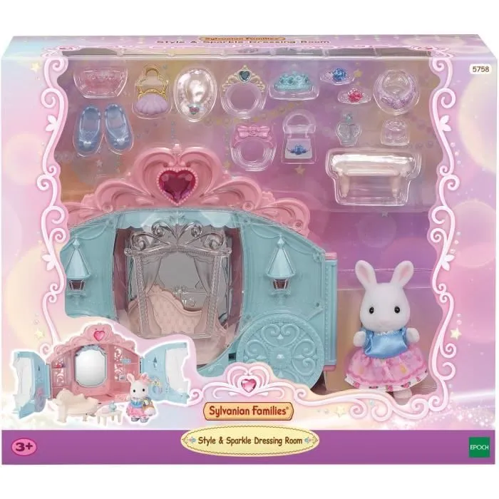 Coffret de Jeu - SYLVANIAN FAMILIES - Dressing de Princesse - Carrosse et Fille Lapin Neige-0
