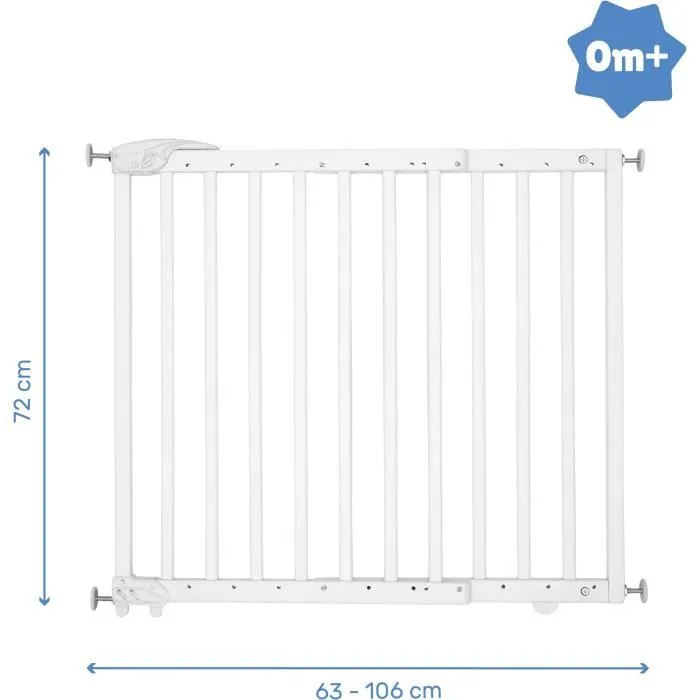 Badabulle Barrière de Sécurité Deco Pop - Barrière Extensible pour Ouverture de 63 à 106cm - Fixation Vis, Blanc-3
