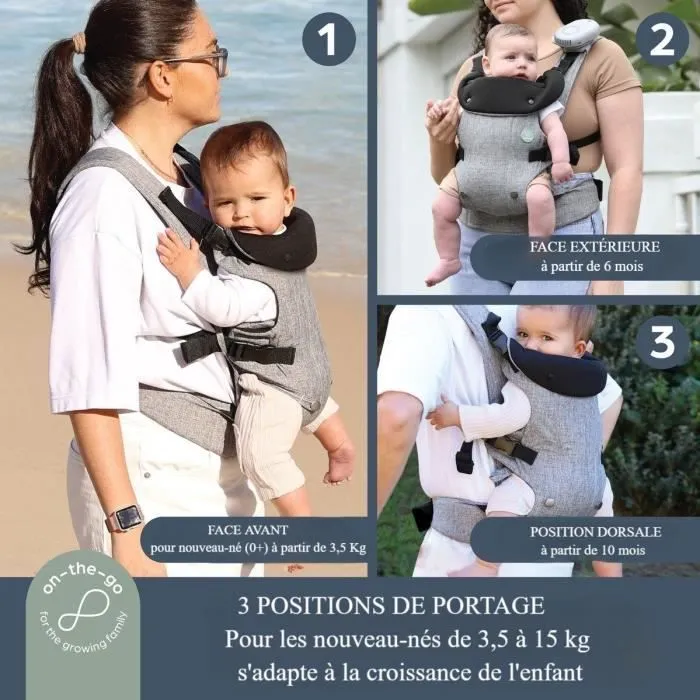 Dreambaby Porte-bébé ajustable 3-1 Journey - confortable et polyvalente - pour nouveau-né à enfant jusqu'à 15 kg-1