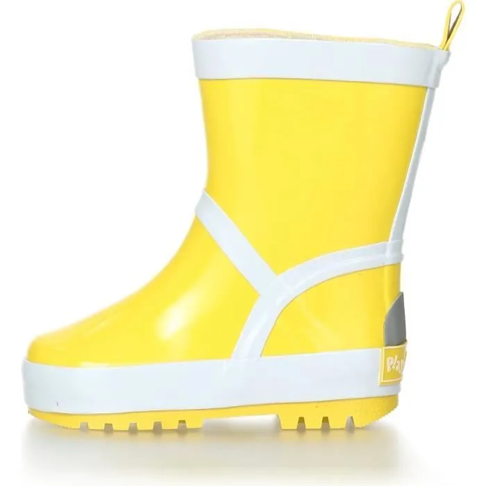 Bottes de pluie bébé - PLAYSHOES - Caoutchouc naturel - Jaune - A élastique - Mixte-0