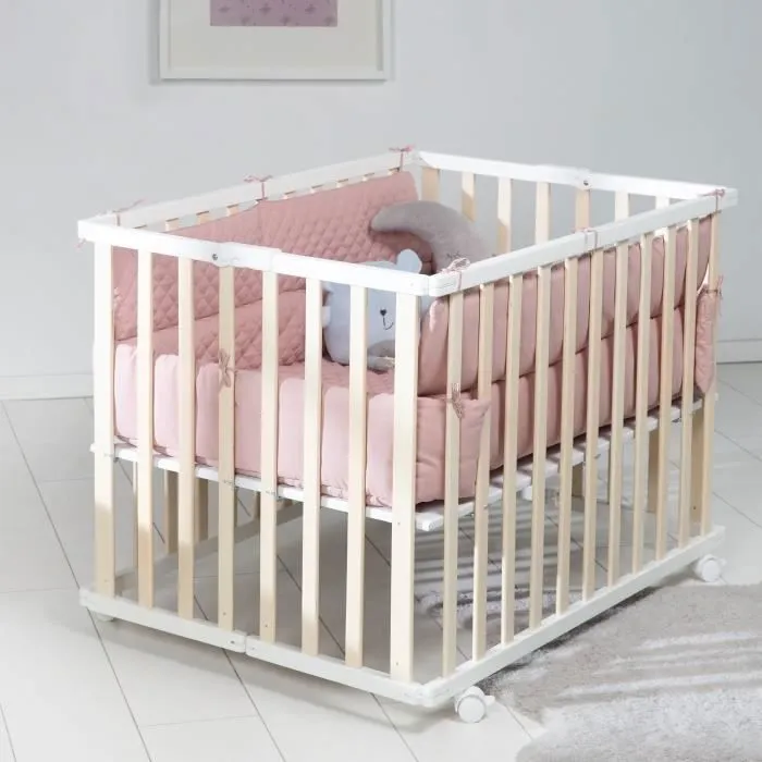 Tapis de Parc Bébé roba Style - Tour de Parc 75 x 100 à 100 x 100 cm - Doux et Hydrofuge - Rose / Mauve-3