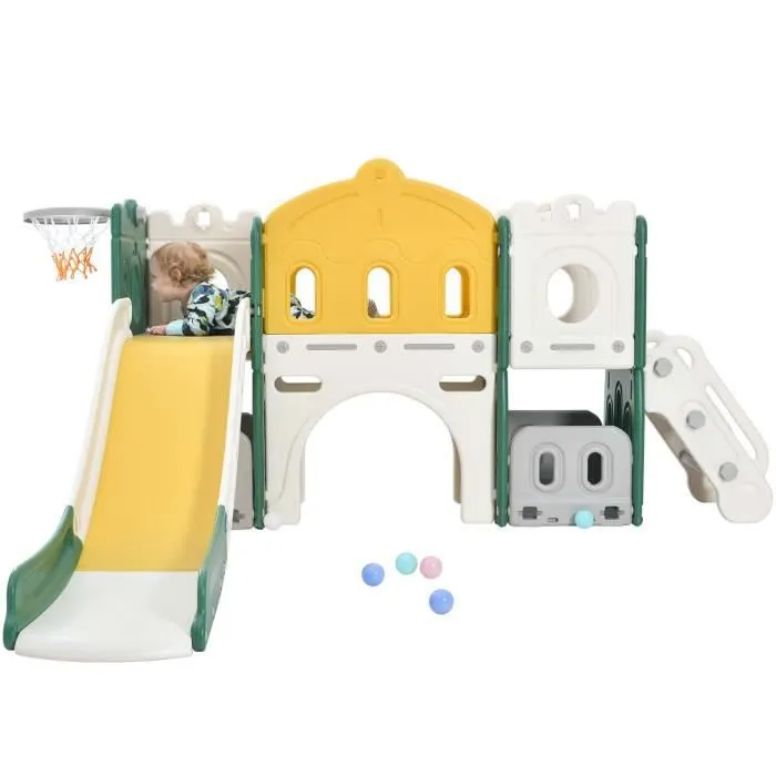 Toboggan enfants 6 en 1 - MODERNLUXE - Fabriqué en HDPE - vert-0