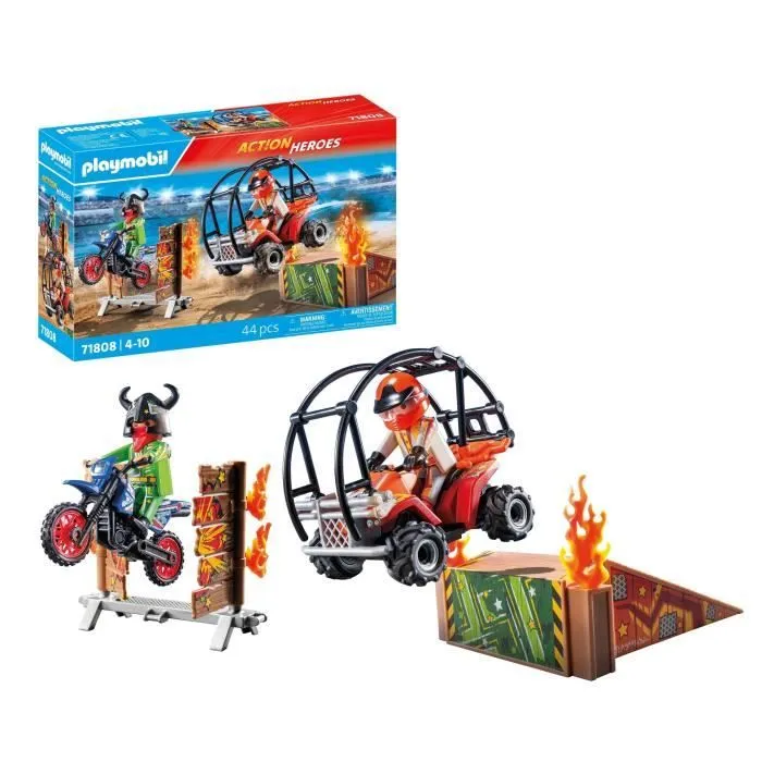 PLAYMOBIL 71808 Duo de cascadeurs avec quad et moto-4