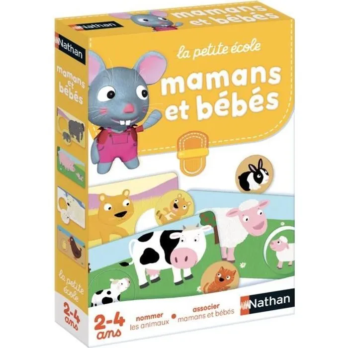Jeu d'association NATHAN La Petite Ecole - Mamans et Bébés - Bébé Animaux - Mixte - A partir de 3 ans-0