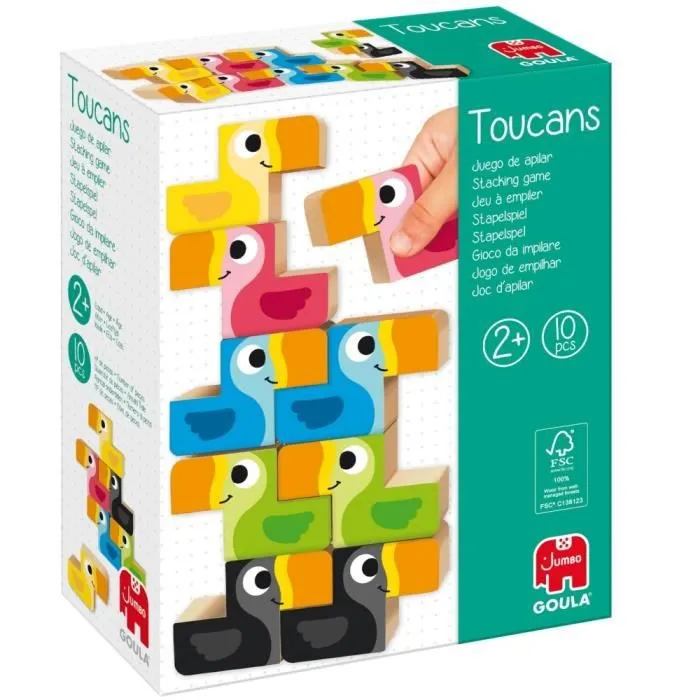 Jeu à empiler en bois Goula Toucan - multicolore - 22,5x46,5x36 cm-0