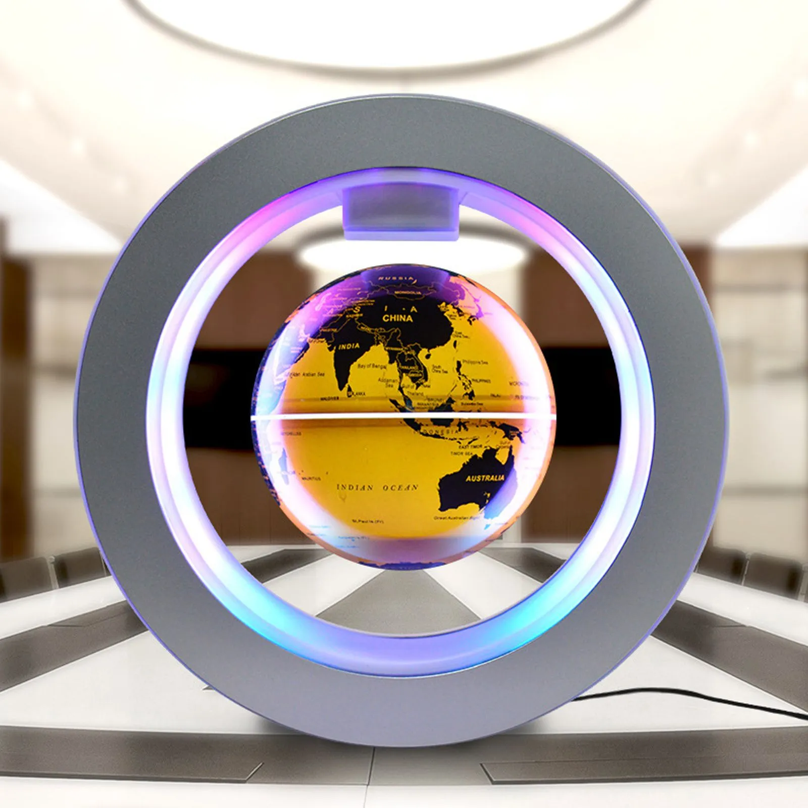 TD® Globe terrestre lumineux enfant magnétique vintage interactif français lévitation led espace boule de 6 pouces lampe de couleur-1