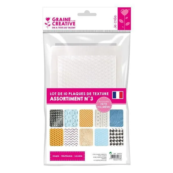 Lot 10 plaques texture pour pâte polymère-0