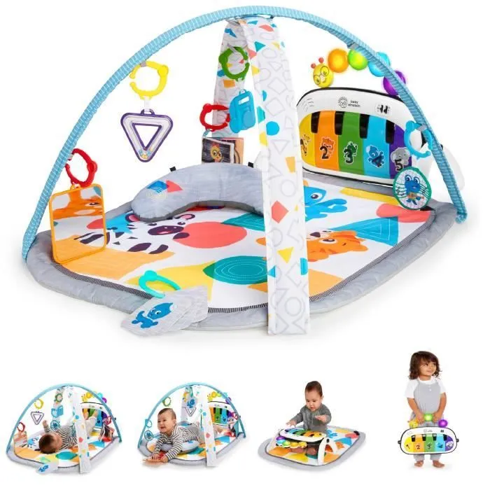 BABY EINSTEIN Tapis de sol éveil bébé évolutif 4-en-1 - Kickin’ Tunes - Jouet piano amovible, arche, jouets sensoriels, multilingue-0