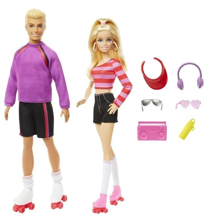 Barbie-Fashionistas-Coffret poupées et accessoires patins à roulettes HXK90-4
