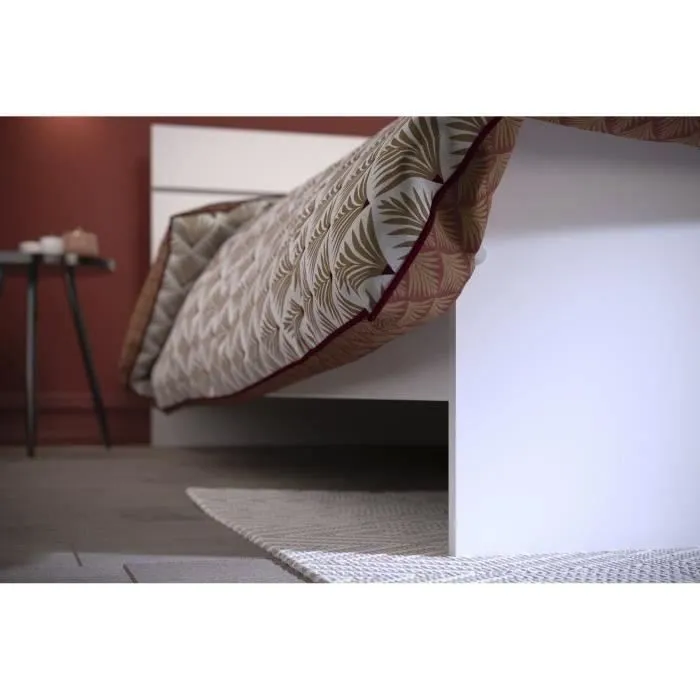 BOSTON Lit adulte contemporain - Décor blanc - l 140 x L 190 cm-3