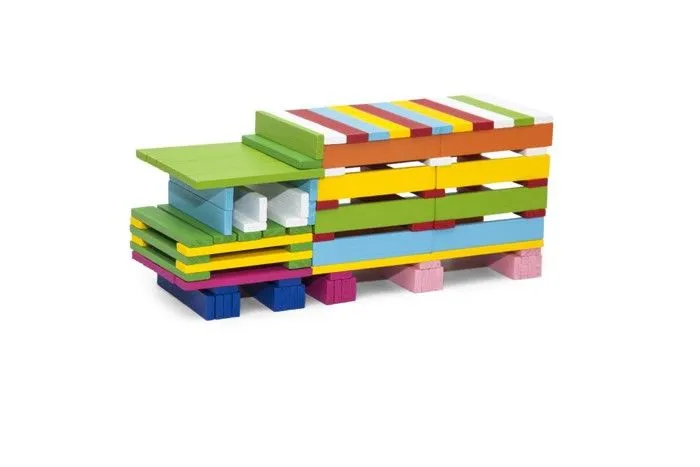 Jouet de construction - SAPIN MALIN - Baril de 200 planchettes en bois - 10 couleurs - Mixte - A partir de 3 ans-4