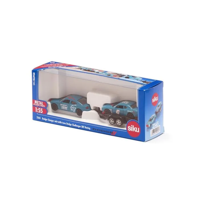 Voiture miniature - DODGE - Charger et Challenger - Bleu - 1 remorque - Pour enfants à partir de 3 ans-3