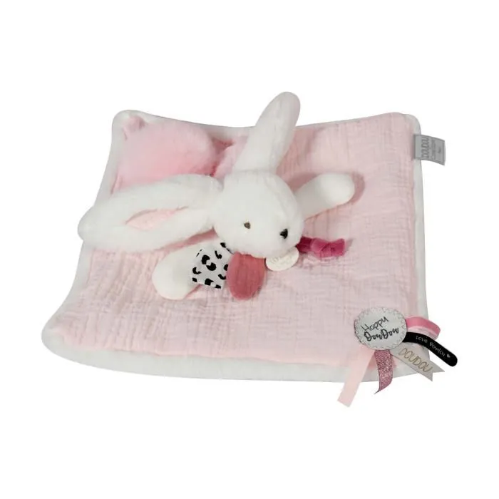 Doudou et Compagnie - Doudou Lapin -25 cm - Blanc/Rose-2