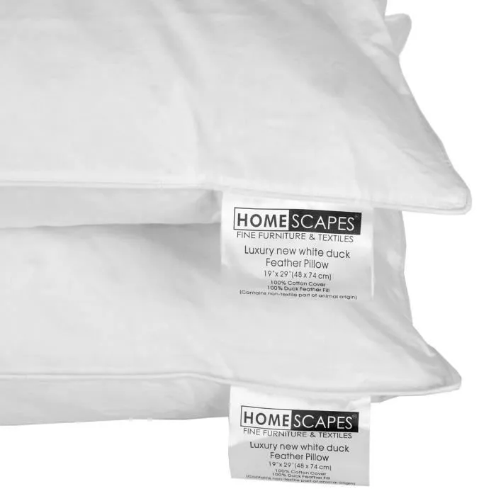 Oreiller - Naturel - Lot de 2 - Plumes de canard - 50 x 75 cm - Confort souple à moyen-2