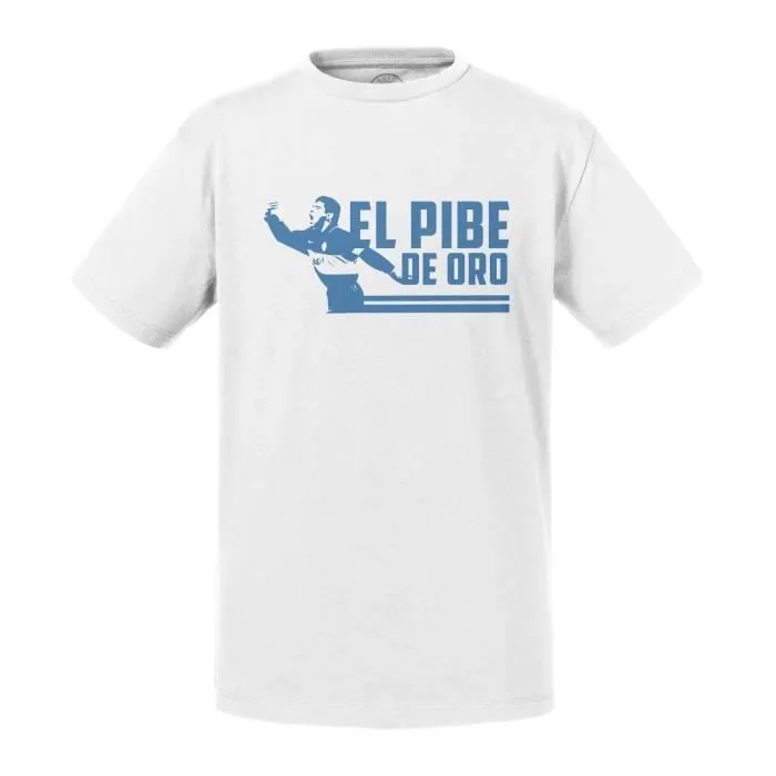 T-shirt Enfant Blanc El Pibe de Oro Maradona 10 Argentine Football-0