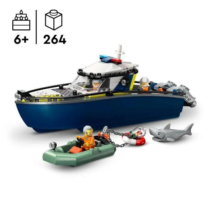 LEGO City 60456 La Course-Poursuite en Bateau de Police - Jouet pour Garçon dès 6 ans-1