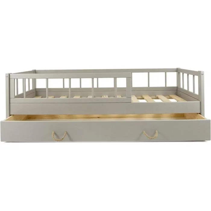 Lit enfant - Velinda - 275119 - Bois massif - 160x80cm - Gris - Scandinave-1