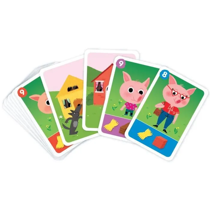Jeu de Cartes - NATHAN - Les 3 Petits Cochons - Construction de maison solide - Enfant - 15 min-2