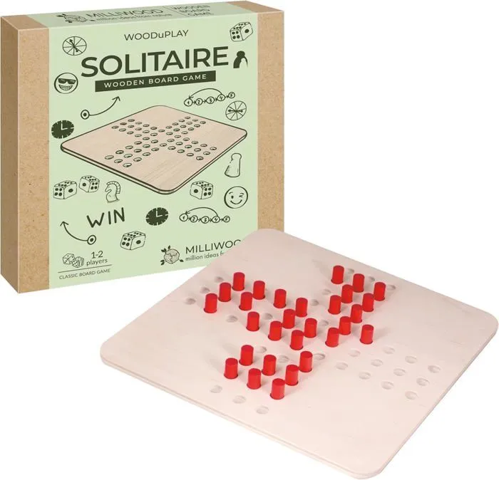 Solitaire - Jeu de plateau en bois - Jeu de Stratégie pour Enfants et Adultes - Milliwood-0