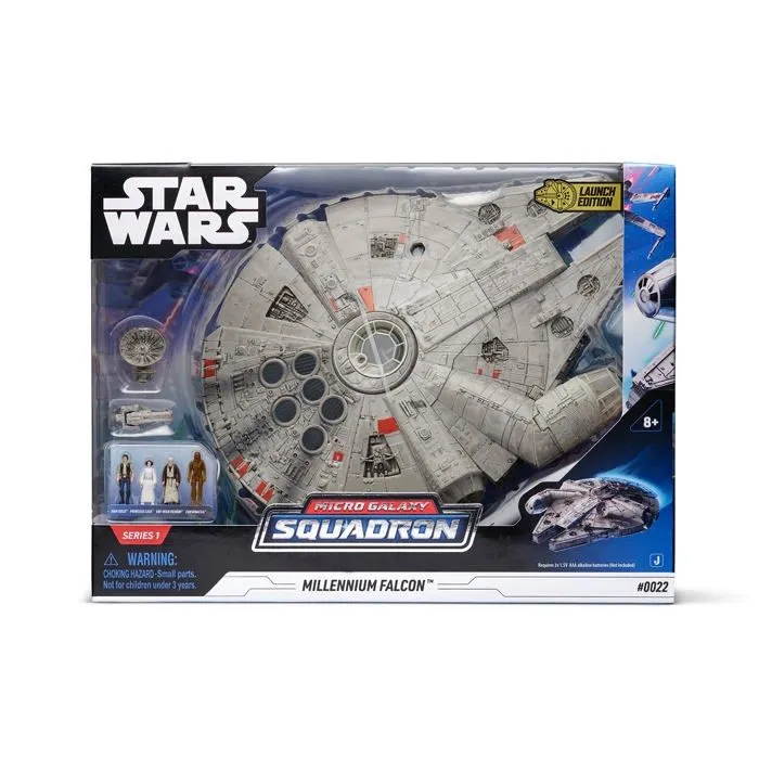 Bizak - 62610022 - Star Wars Micro Galaxy Squadron, Vaisseau Halcon Mileanrio avec Lux et Son, Comprend 4 Figurines ()-0