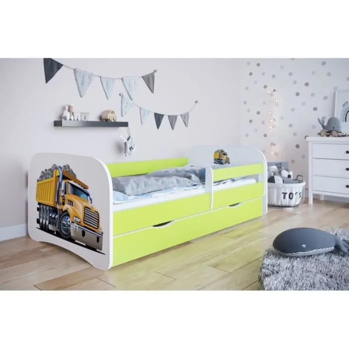 Kocot Kids Lit camion vert Babydreams avec tiroir matelas 160/80 - 5903282028524-1