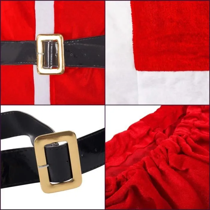 Costume de Père Noël - SPRINGOS - 5 pièces - Doux - Rouge - Mixte-1