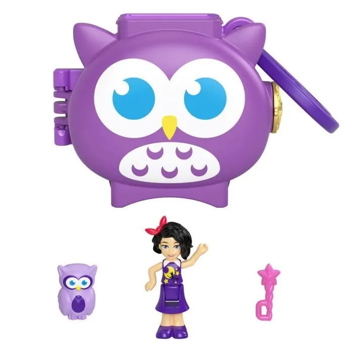 Polly Pocket Pet Connects - Owl Micro Playset - Figurine + animal + accessoire-2