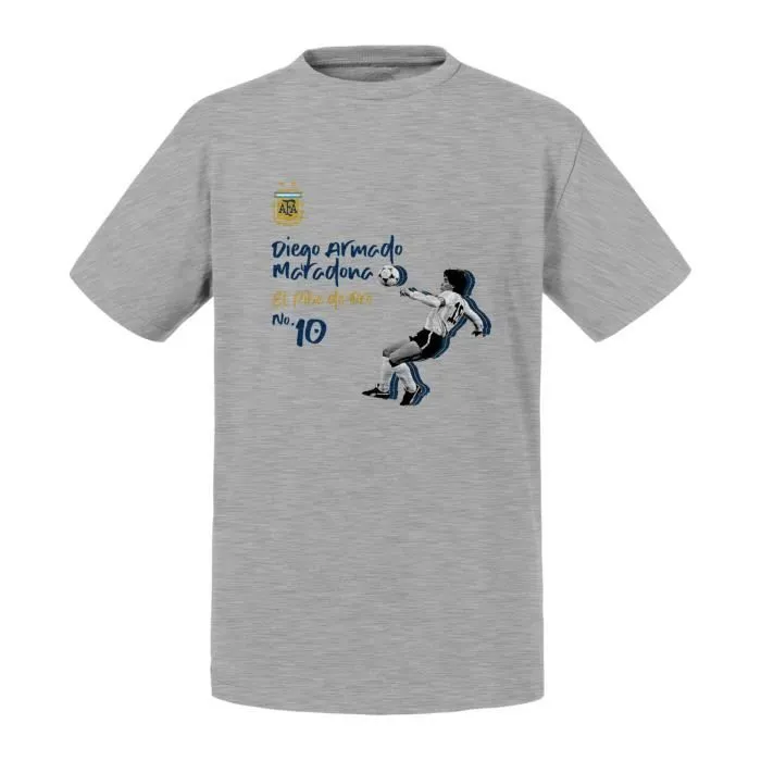 T-shirt Enfant Gris Diego Maradona Argentine Vintage Footballeur Foot Star-0