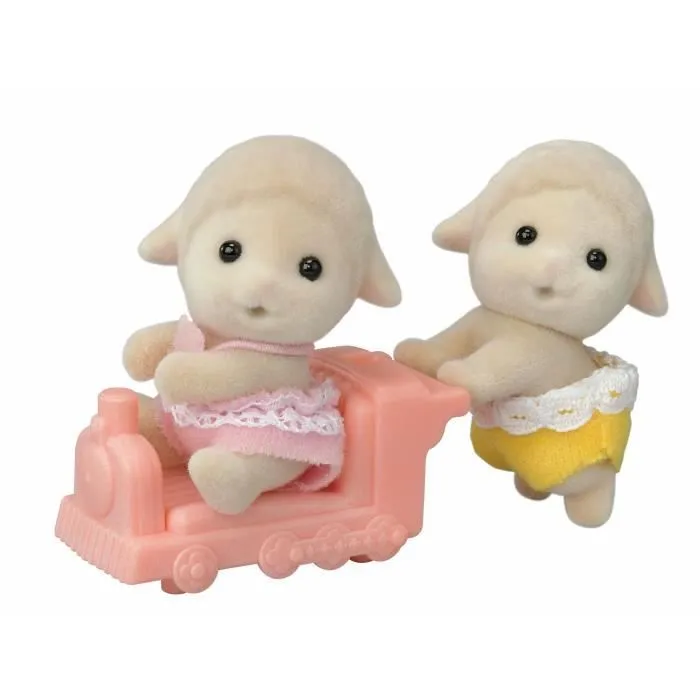 Mini-univers - SYLVANIAN FAMILIES - Les jumeaux mouton - Mixte - 3 ans - Beige - Vert-0