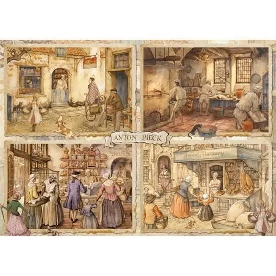 Puzzle 1000 pièces - JUMBO - Anton Pieck Bakers du 19ème siècle - Villes - Mixte - Blanc-1