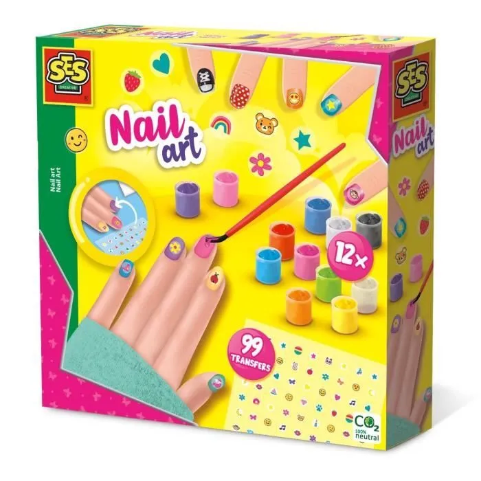 Kit Nail Art SES CREATIVE - 12 couleurs de vernis à ongles et 99 autocollants pour décorer tes ongles-0