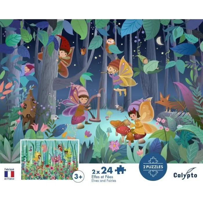 Puzzle 24 pièces x 2 elfes et fées - Sentosphere - Mixte - Dessins animés et BD-0