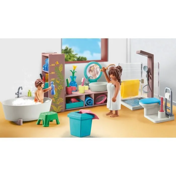 PLAYMOBIL 71611 Salle de bains avec douche et baignoire, My Life, Maison d'architecte, 55 pièces, Dès 4 ans-1
