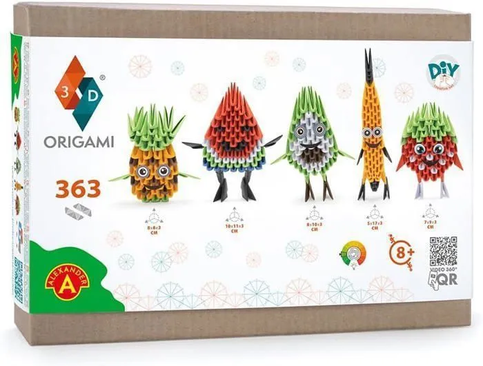 Kit créatif Origami 3D - Milliwood - Fruits - 5 figurines - 363 éléments - Multicolore-1