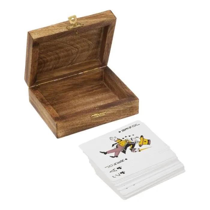 Jeu de Cartes en Bois "Odile" 11cm Marron-1