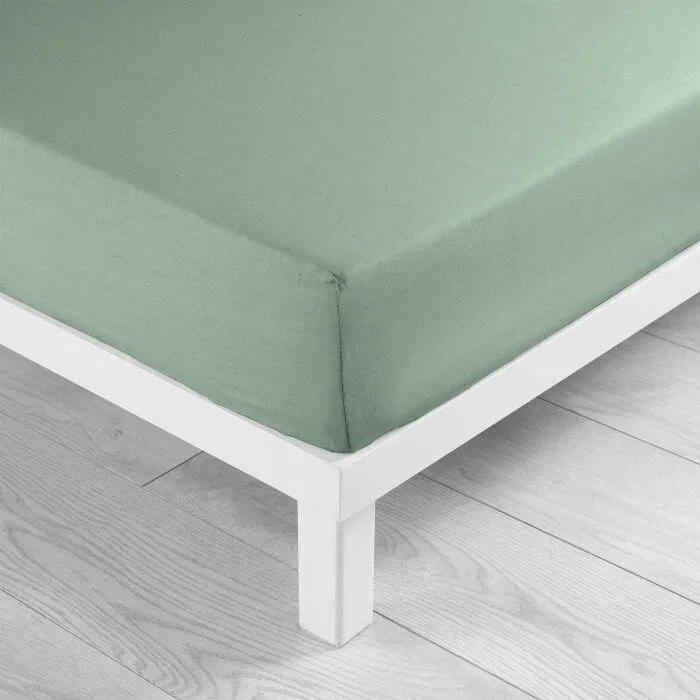 Drap housse 90x190 cm - Bonnet 30 cm - 100% coton - Sauge-0