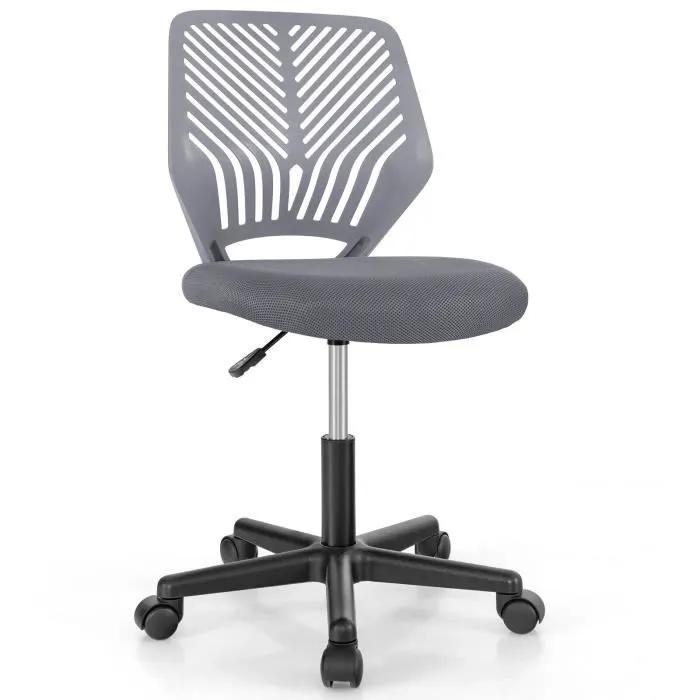 COSTWAY Chaise de Bureau Ergonomique en Maille, Hauteur du Siège Réglable 41-53 cm, pour Enfant, Adolescent, Adulte, Gris-0