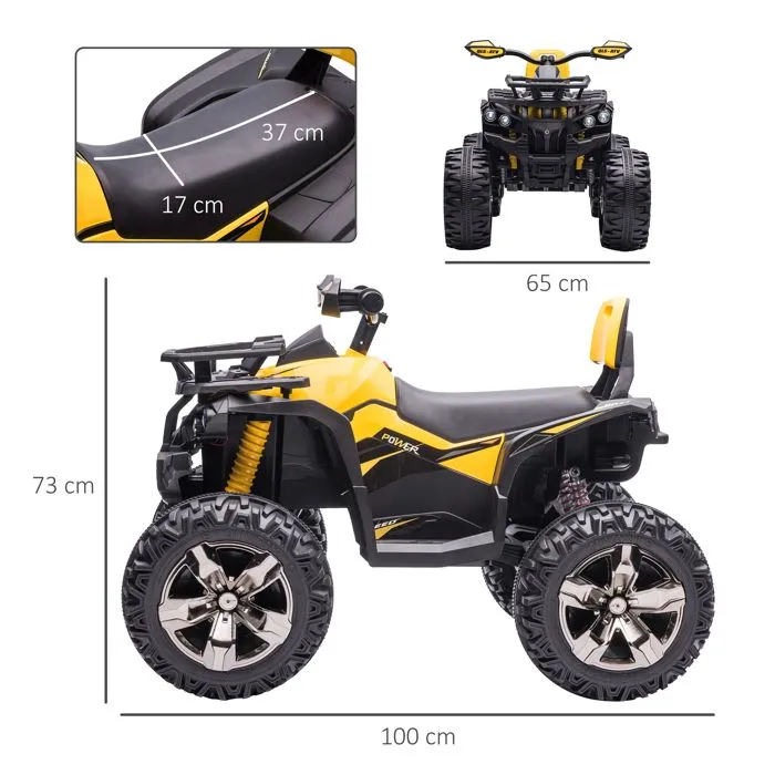 HOMCOM Voiture 4x4 Quad Buggy électrique Enfant 12 V 5 Km/h Max. Effets Lumineux sonores Selle avec Dossier Porte-Bagage Avant-3