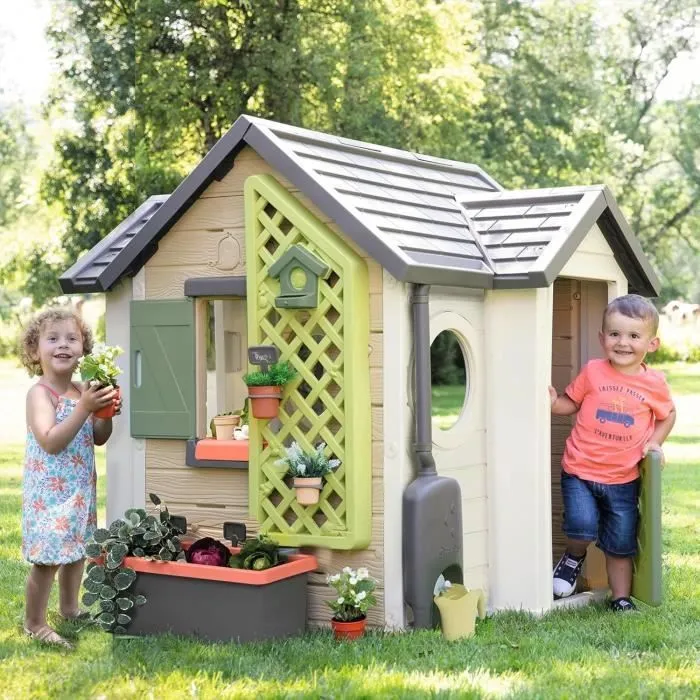 Smoby Life - Garden House - Maison thème Jardinage - Jardinière, Treillis, Mangeoire à Oiseaux, Récupérateur d'eau - Dès 2 ans-1