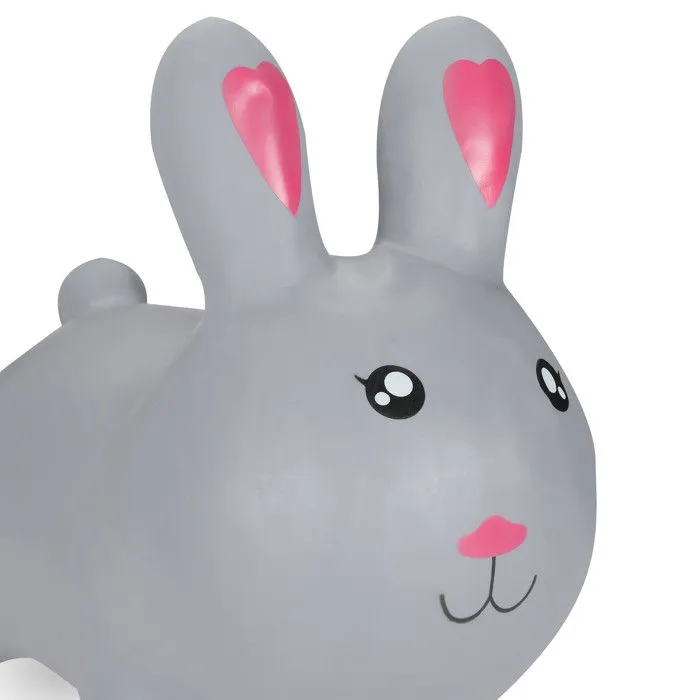 Relaxdays Animal sauteur, jouet en forme de lapin, pompe à air incluse, charge max. 50 kg, sans BPA, pour enfants, gris-5