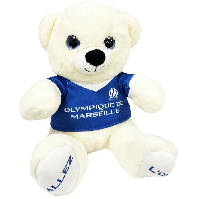 Grand Ours peluche en maillot OM - Collection officielle OLYMPIQUE DE MARSEILLE - 28 cm-1