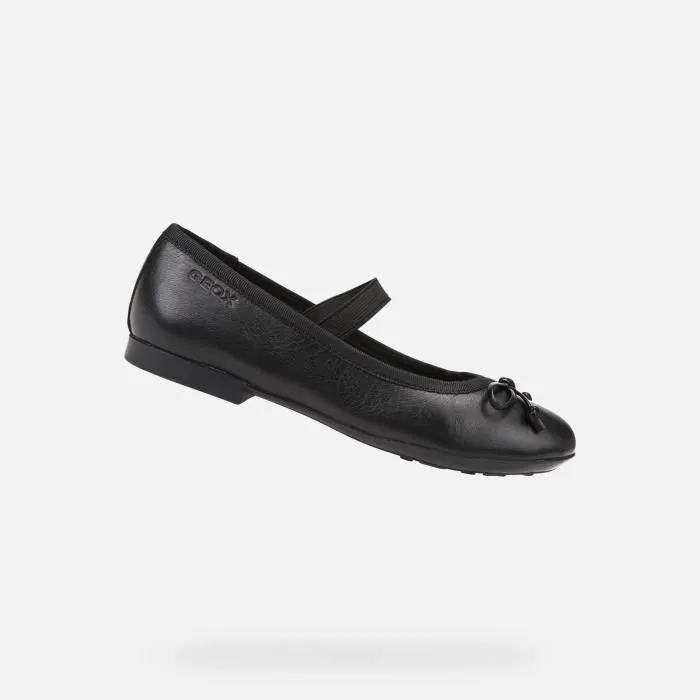 Ballerines enfant Geox JR PLIE en cuir noir - respirantes et confortables-0